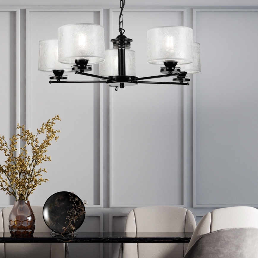 ROSA Chain Chandelier 5xE27/60W/230V Black/Grey