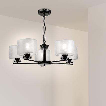 ROSA Chain Chandelier 5xE27/60W/230V Black/Grey