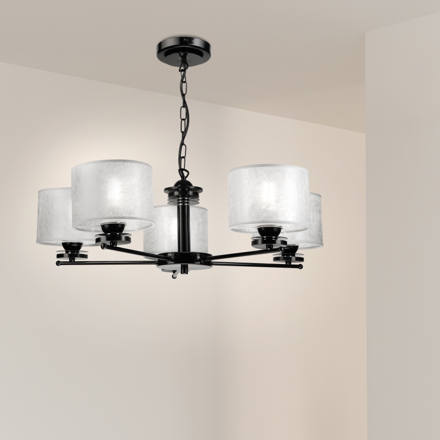 ROSA Chain Chandelier 5xE27/60W/230V Black/Grey