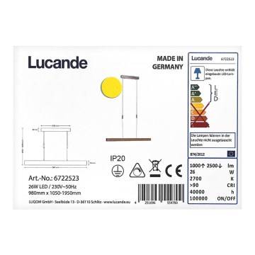 Rothfels - LED Dimmable chandelier on a string ALIN LED/26W/230V