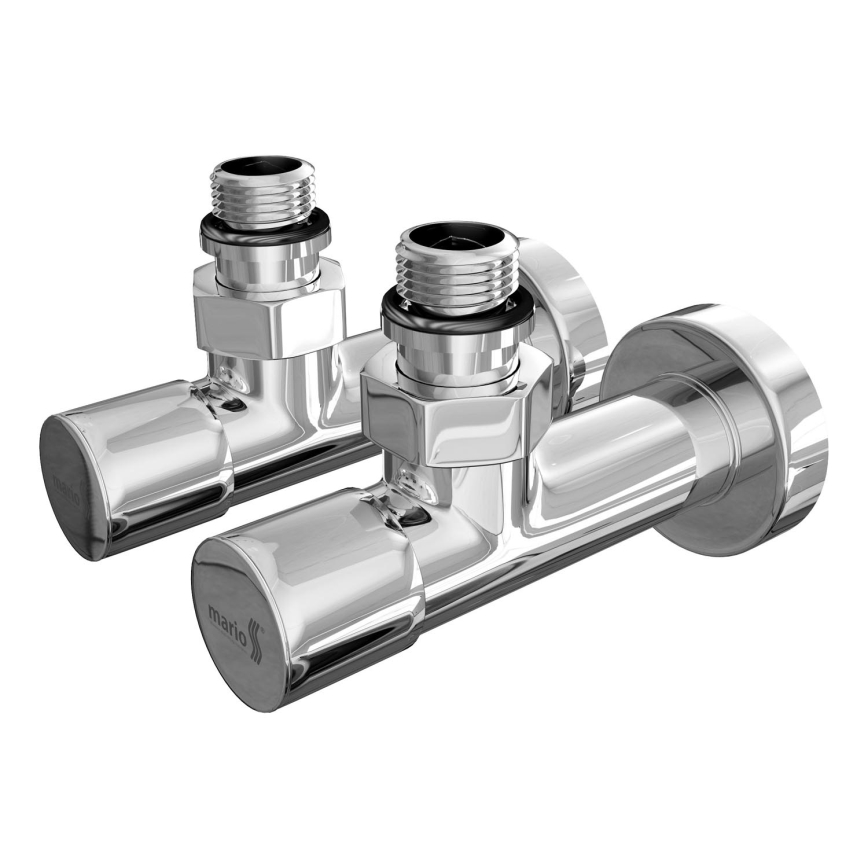 Round control corner valve 2 pcs shiny chrome