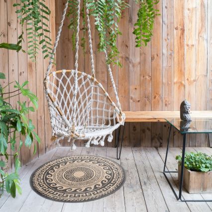 Round Outdoor Rug DELMAR 80 cm Anthracite/Beige