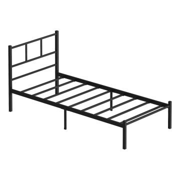 ROVAN Metal Single Bed 90x200 cm, Black — 120 kg Load Capacity