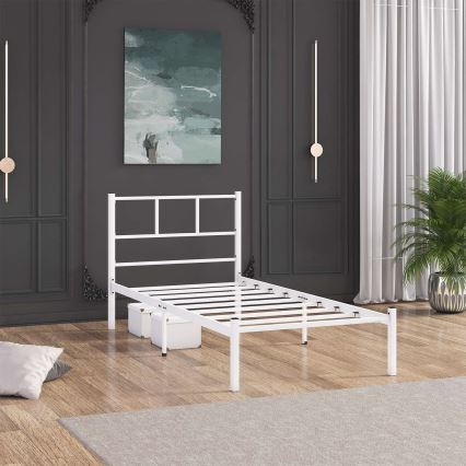 ROVAN Metal Single Bed 90x200 cm, White – Supports up to 120 kg