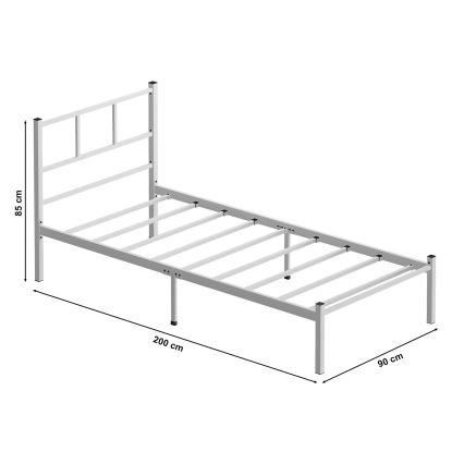 ROVAN Metal Single Bed 90x200 cm, White – Supports up to 120 kg