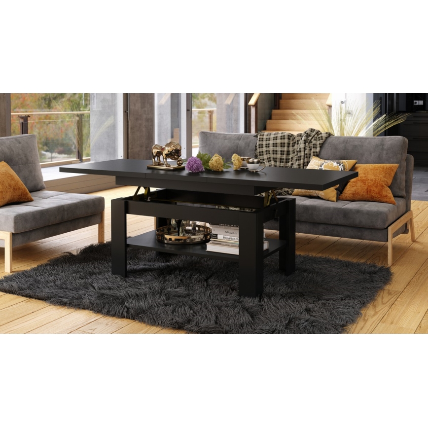 ROY Extendable Lift-Top Coffee/Dining Table, Black