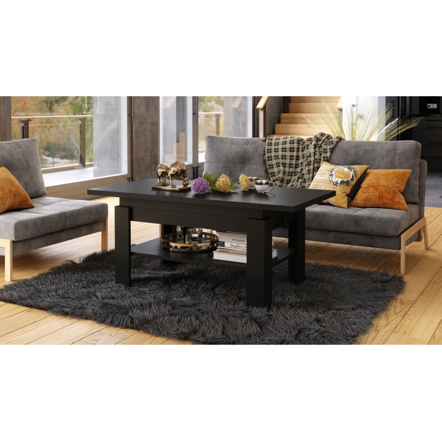 ROY Extendable Lift-Top Coffee/Dining Table, Black