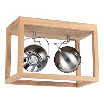 ROY LED Ceiling Light, 2× GU10 (5W) / 230V, Matte Oak