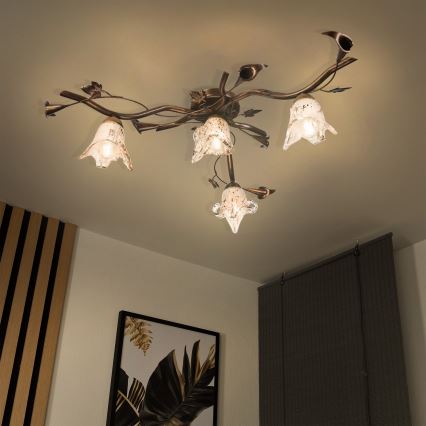 ROZETA Flush-Mount Chandelier 4xE14/40W/230V, Bronze