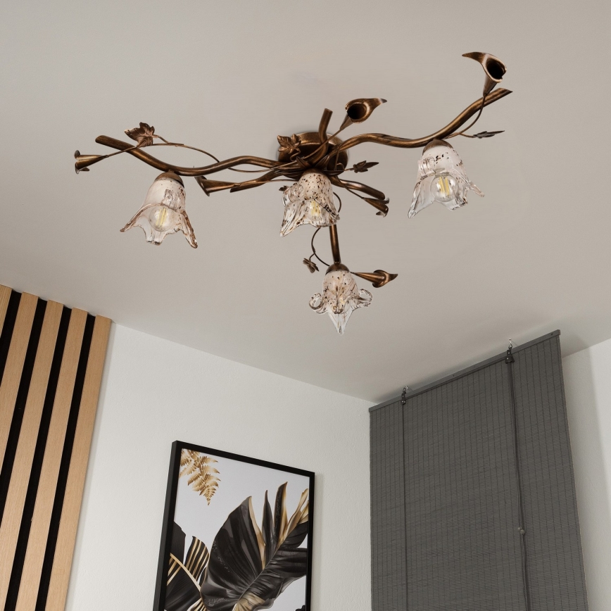 ROZETA Flush-Mount Chandelier 4xE14/40W/230V, Bronze