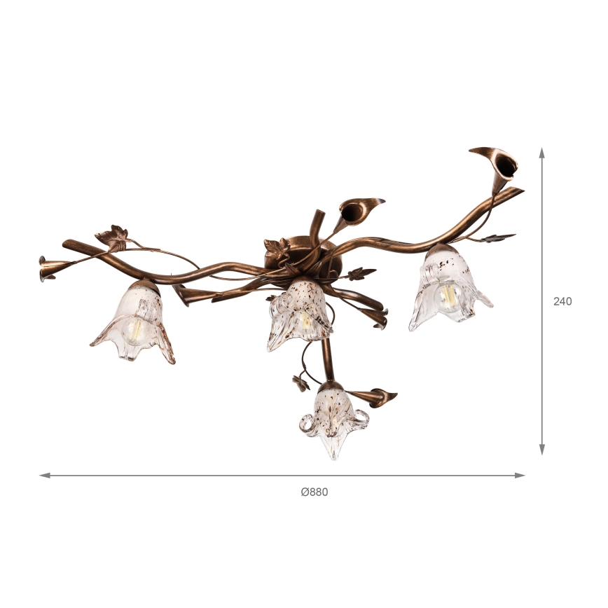 ROZETA Flush-Mount Chandelier 4xE14/40W/230V, Bronze