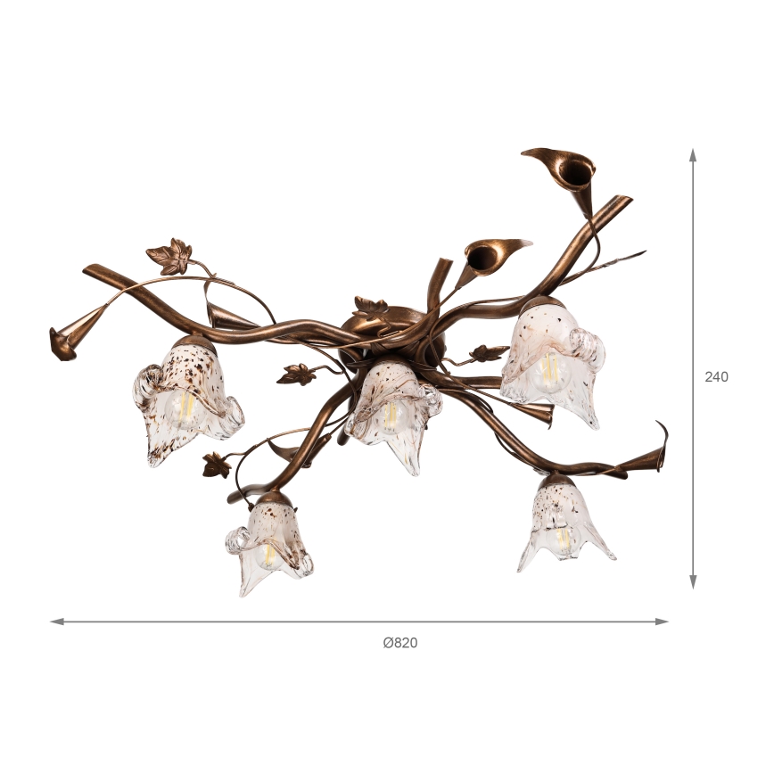 ROZETA Flush-Mount Chandelier 5xE14/40W/230V, Bronze