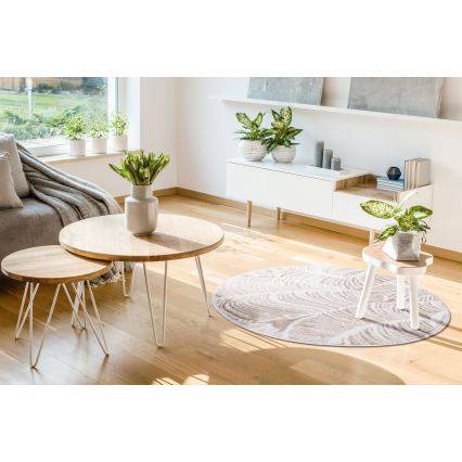 Rug SALAMANCA, 100 cm, Beige/White, Leaf Pattern