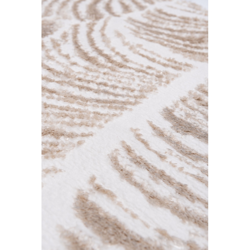 Rug SALAMANCA, 100 cm, Beige/White, Leaf Pattern