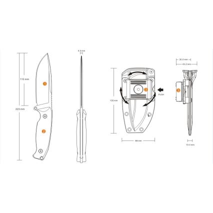 Ruike RUJF118B - Knife JAGER 22,3 cm black