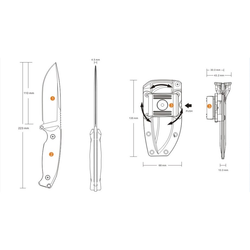 Ruike RUJF118B - Knife JAGER 22,3 cm black