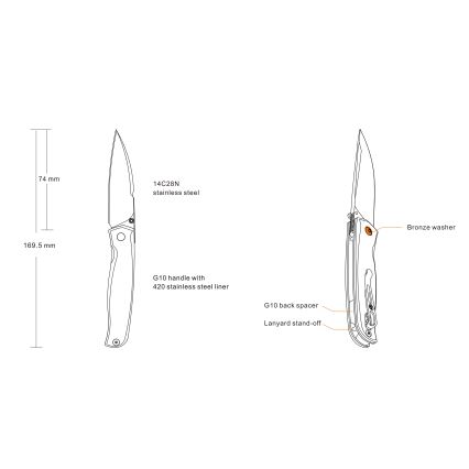 Ruike RUP661B - Folding compact knife 16,9 cm black