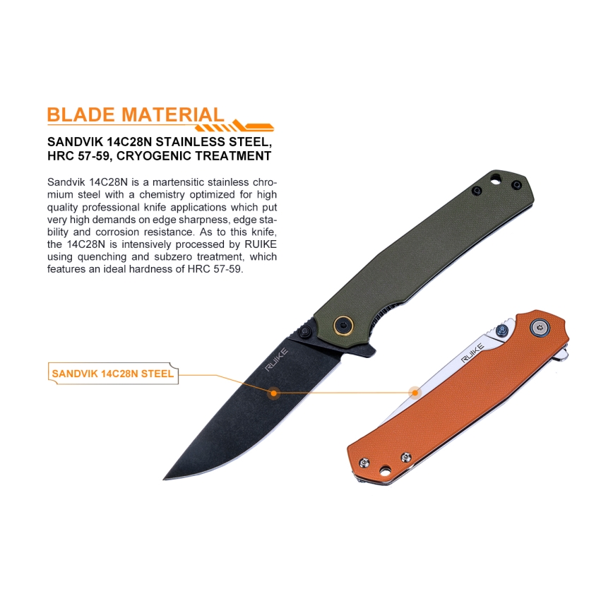 Ruike RUP801G - Folding pocket knife 20 cm green