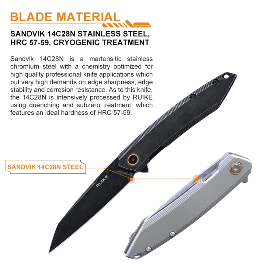 Ruike RUP831SSA - Folding compact knife 19,5 cm silver