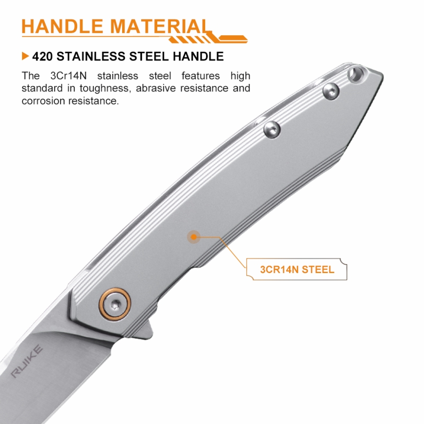 Ruike RUP831SSA - Folding compact knife 19,5 cm silver