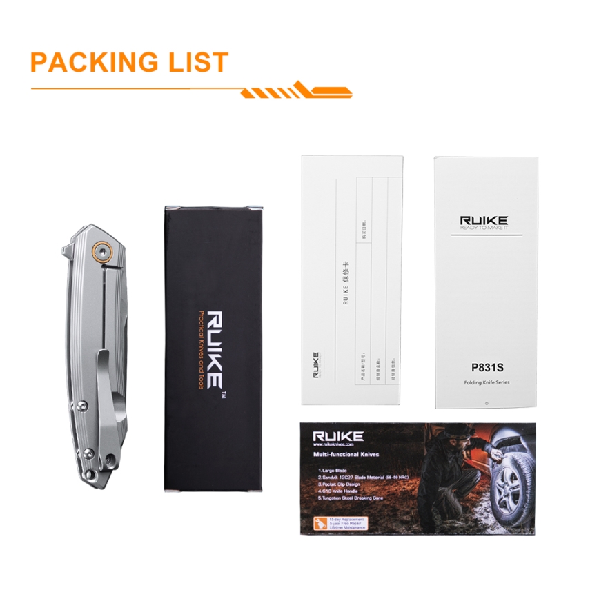 Ruike RUP831SSA - Folding compact knife 19,5 cm silver