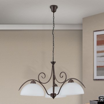 RULA Chain-hung Chandelier 3xE27/40W/230V Ø 70 cm white/bronze