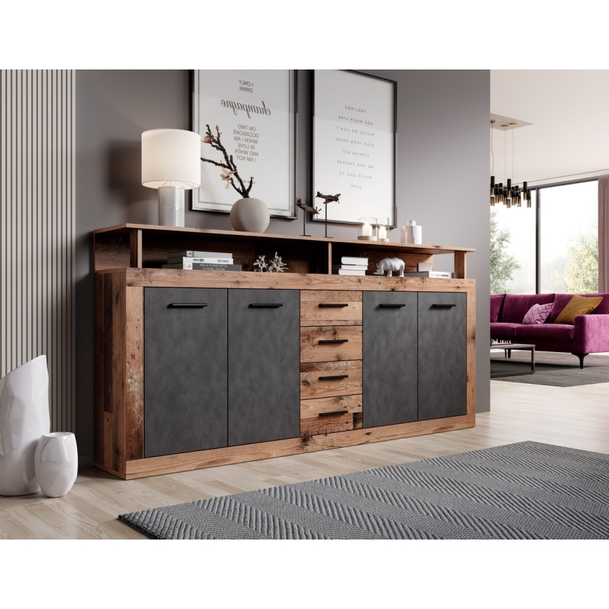 RUNA chest of drawers 190x96x32 cm dark brown/anthracite