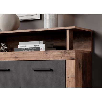RUNA chest of drawers 190x96x32 cm dark brown/anthracite