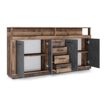 RUNA chest of drawers 190x96x32 cm dark brown/anthracite