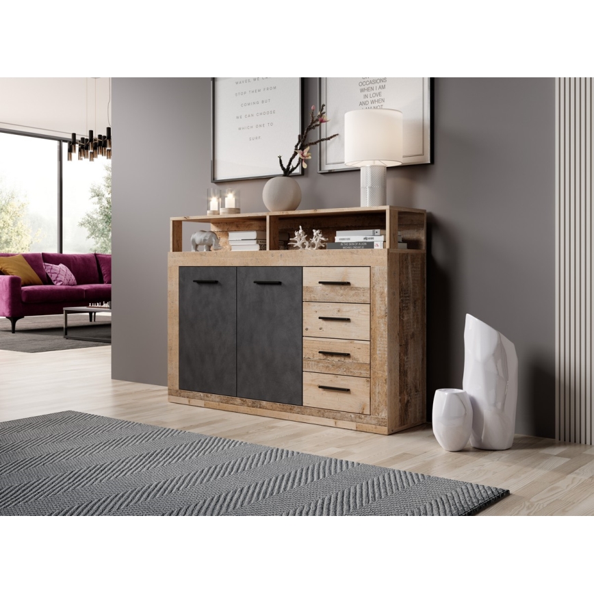 RUNA chest of drawers in light brown/anthracite