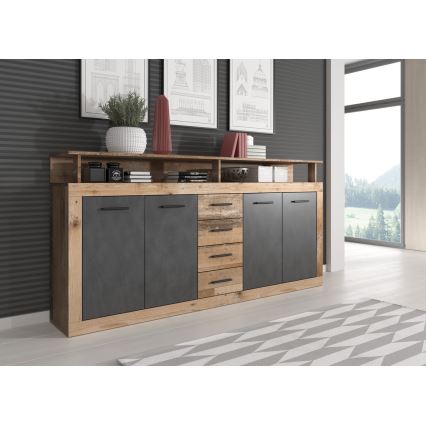 RUNA chest of drawers - light brown/anthracite