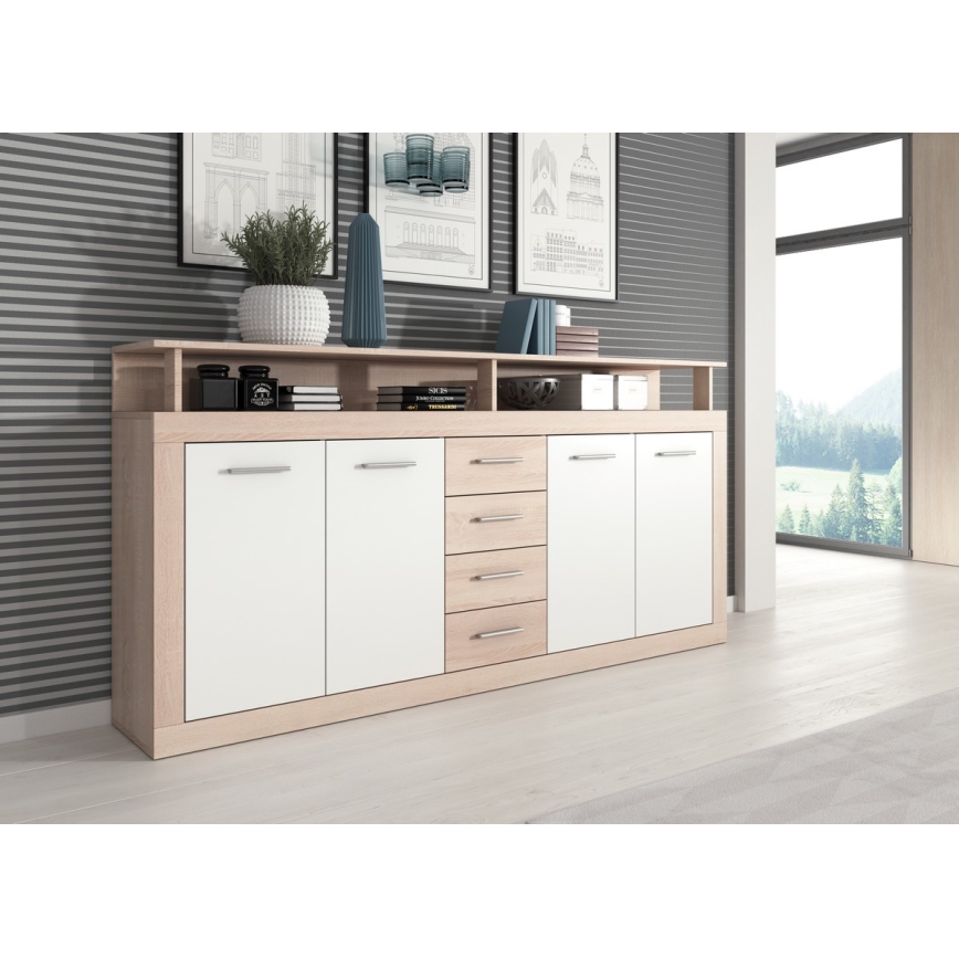 RUNA chest of drawers Sonoma oak/white