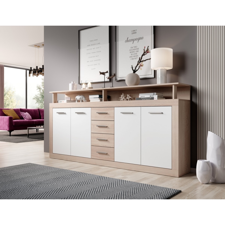 RUNA chest of drawers Sonoma oak/white