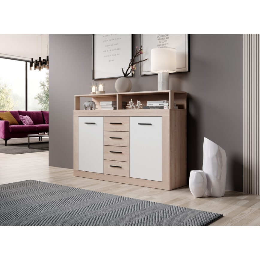 RUNA chest of drawers, Sonoma oak/white