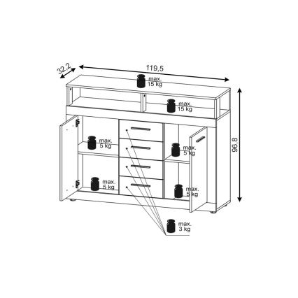 RUNA chest of drawers, Sonoma oak/white