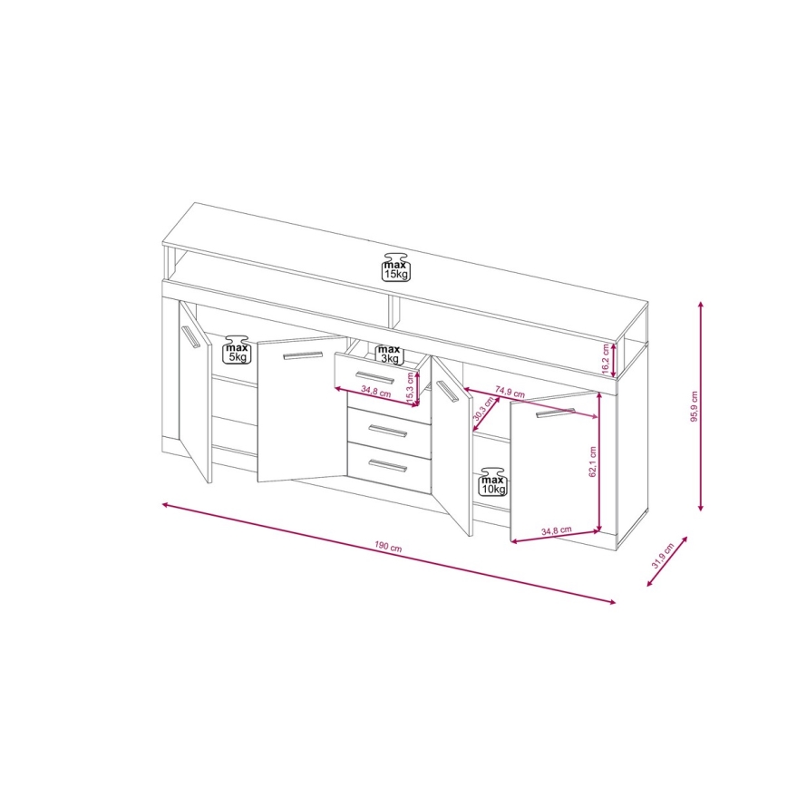 RUNA Dresser Sonoma Oak/White