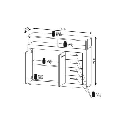 RUNA Dresser Sonoma Oak/White