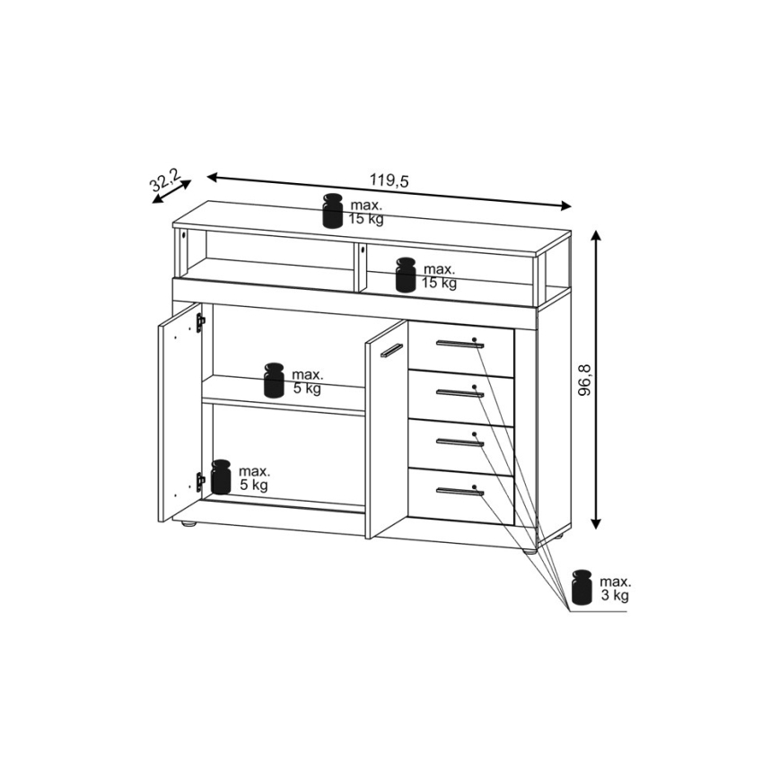 RUNA Dresser Sonoma Oak/White