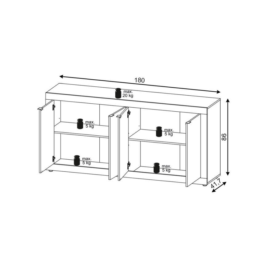 RUNEA Chest of Drawers, Sonoma Oak/White