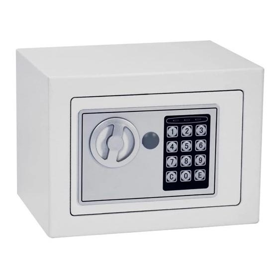 Safe 4xAA 23x17 cm white/matte chrome