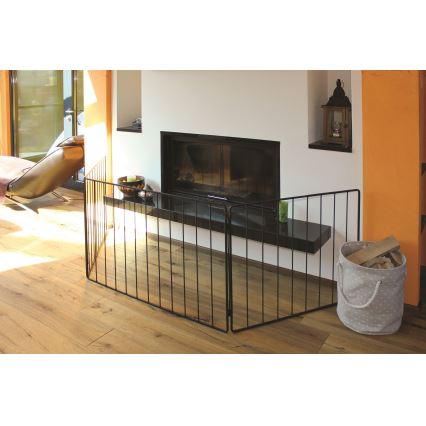 Safety barrier for fireplace 74x280 cm black