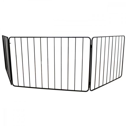 Safety barrier for fireplace 74x280 cm black