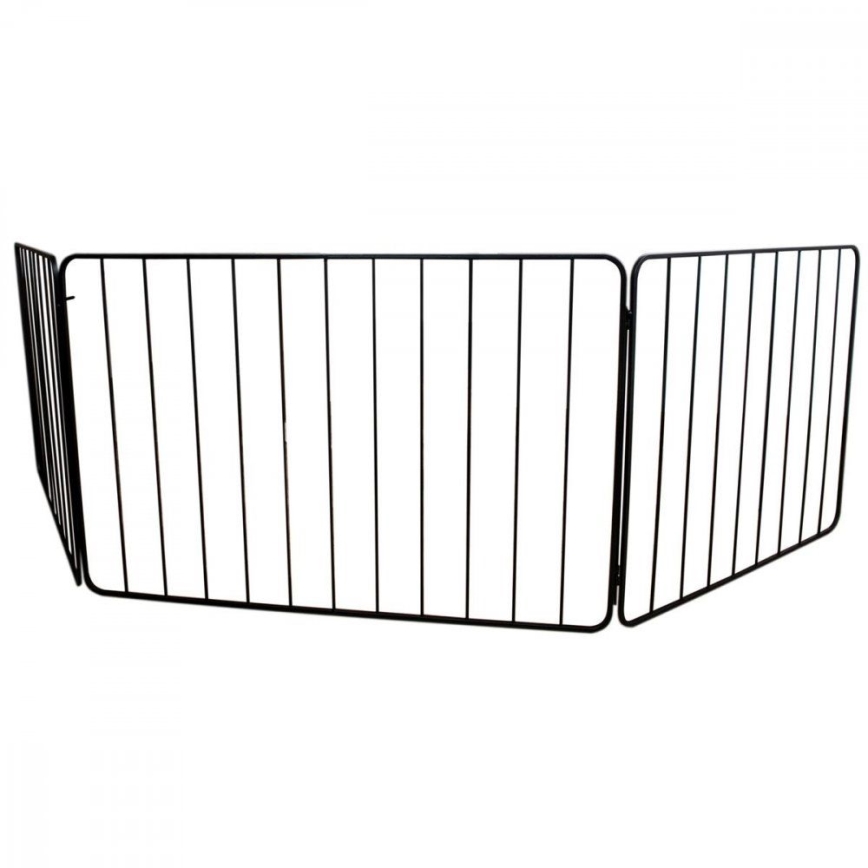 Safety barrier for fireplace 74x280 cm black