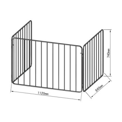 Safety barrier for fireplace 74x280 cm black