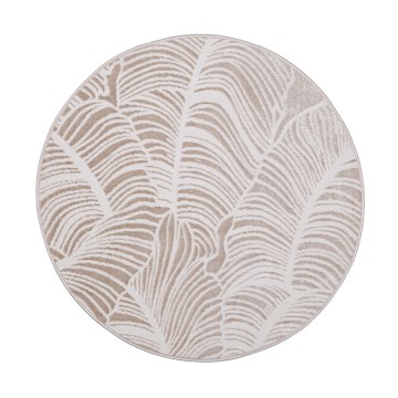 SALAMANCA Round Rug, 100 cm, Beige/White, Leaf Pattern