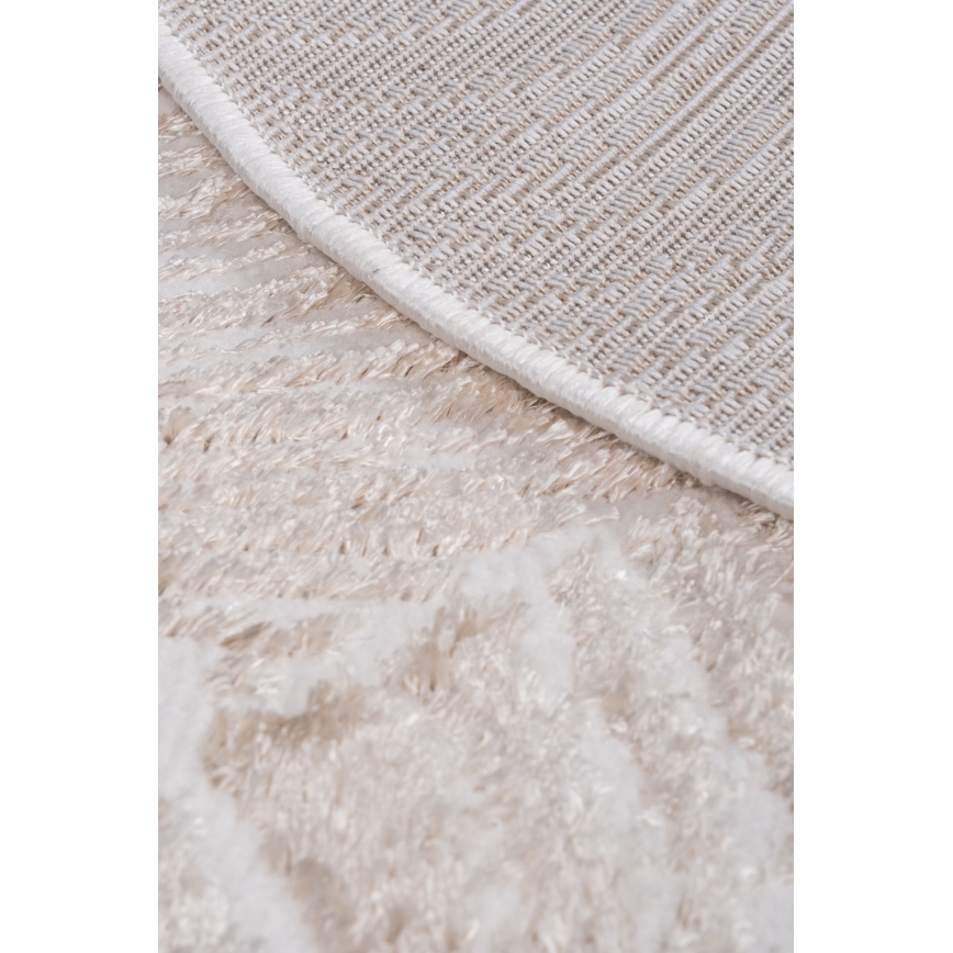 SALAMANCA Round Rug, 100 cm, Beige/White, Leaf Pattern