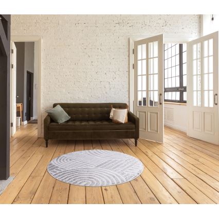 SALAMANCA Round Rug 100 cm Grey/White