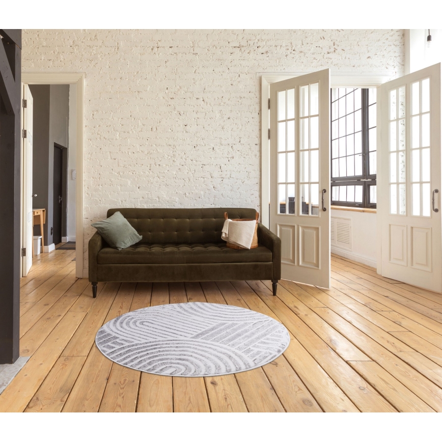 SALAMANCA Round Rug 100 cm Grey/White