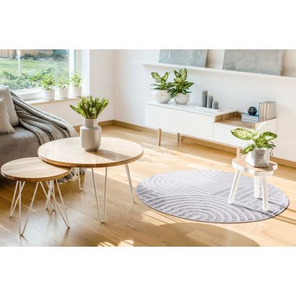 SALAMANCA Round Rug 100 cm Grey/White