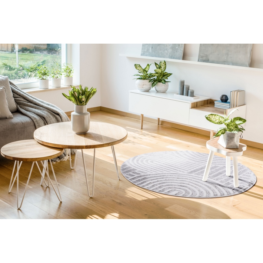 SALAMANCA Round Rug 100 cm Grey/White
